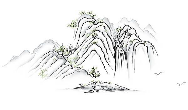 山水的简笔画图片大全 山水的简笔画图片大全彩色