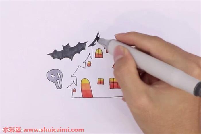 万圣节幽灵城堡怎么画 万圣节幽灵城堡简笔画步骤图