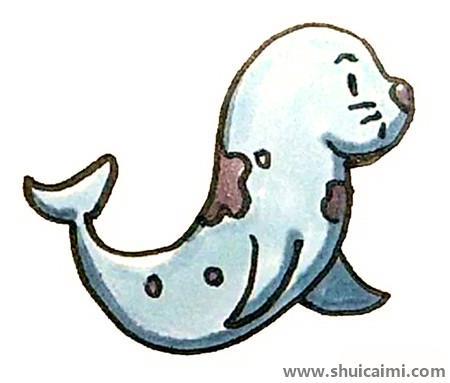 海豹彩色儿童简笔画
