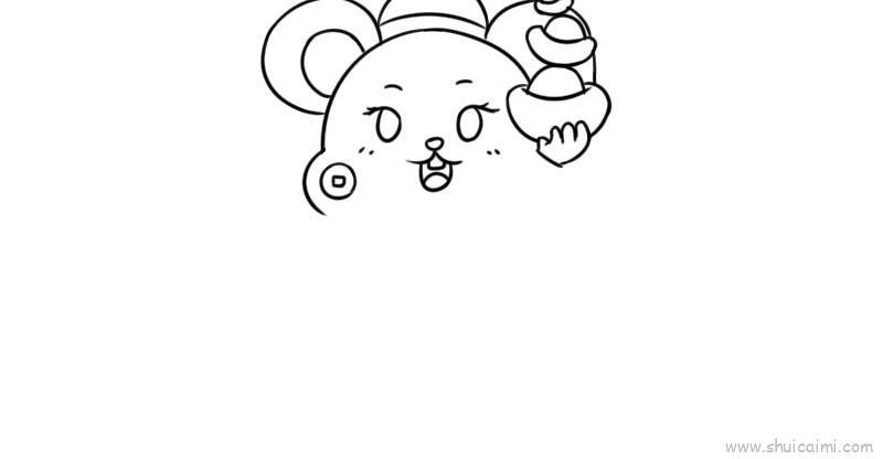 老鼠送元宝儿童画怎么画 老鼠送元宝简笔画步骤