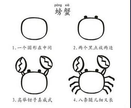 简笔画螃蟹 简笔画螃蟹的简单画法
