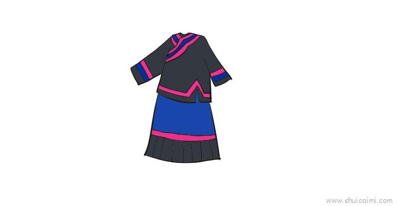 少数民族服装,少数民族服装儿童画怎么画 少数民族服装,少数民族服装简笔画顺序