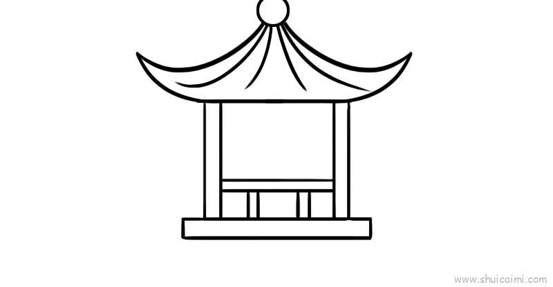 亭子儿童画怎么画 亭子简笔画步骤