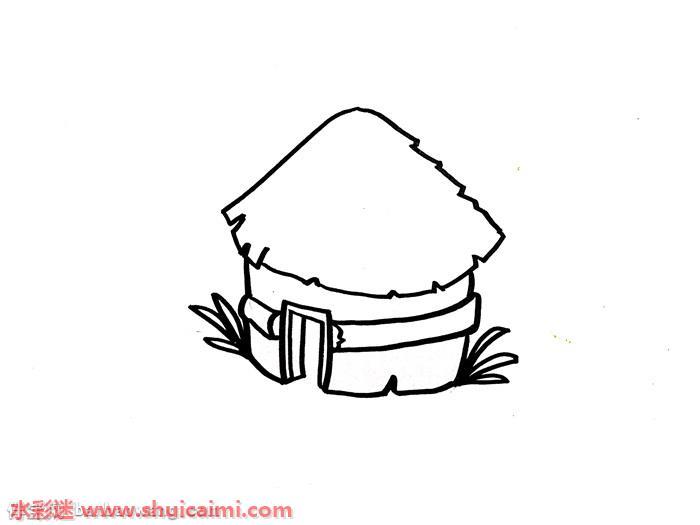 茅草屋怎么画 茅草屋简笔画简单易画彩色