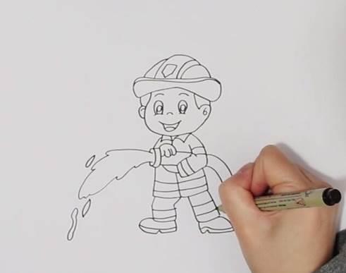 消防员灭火简笔画 消防员灭火简笔画儿童画