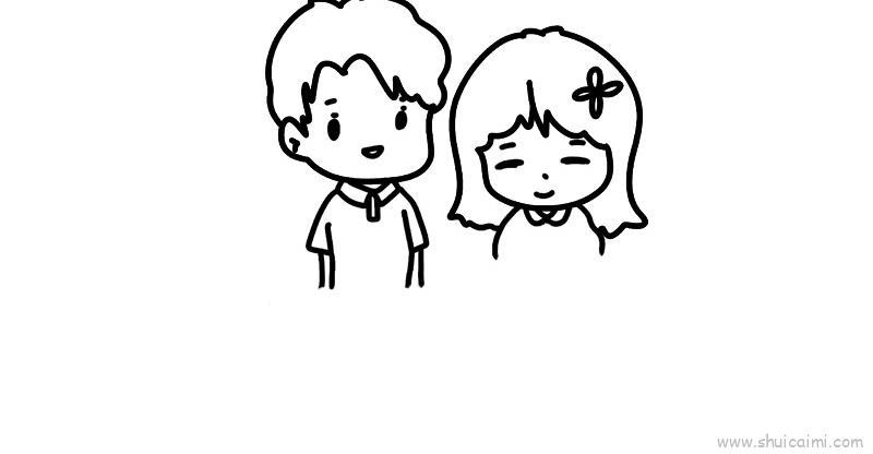 情侣儿童画怎么画 情侣简笔画画法