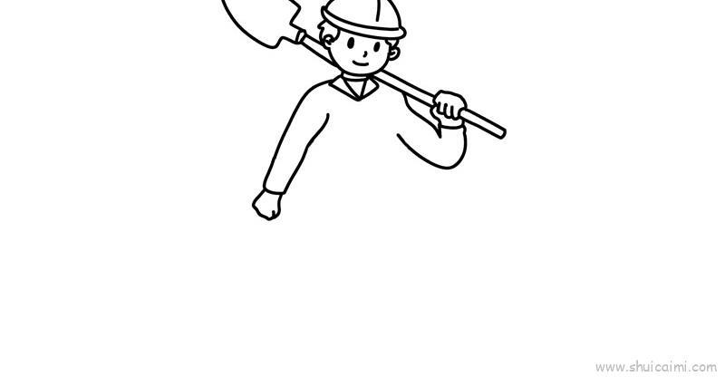 寒风中工作儿童画怎么画 寒风中工作简笔画顺序