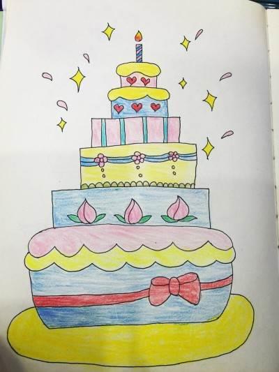 简笔画生日蛋糕 3-6岁儿童简笔画生日蛋糕