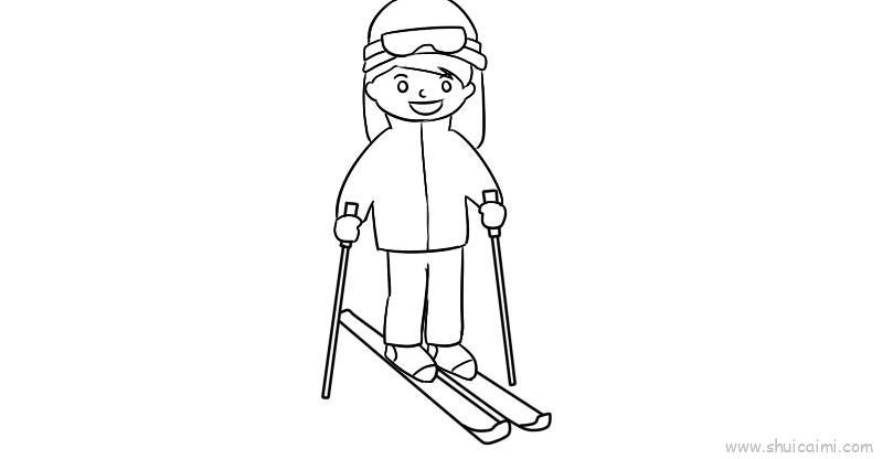 滑雪儿童画怎么画 滑雪简笔画画法