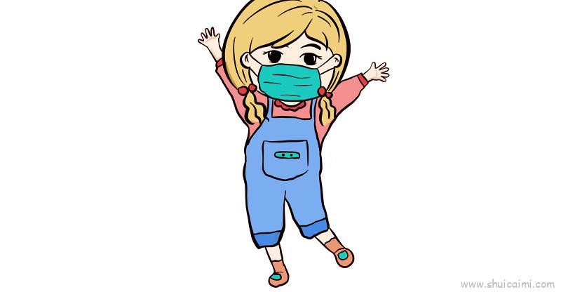 小女孩戴口罩儿童画怎么画 小女孩戴口罩简笔画步骤