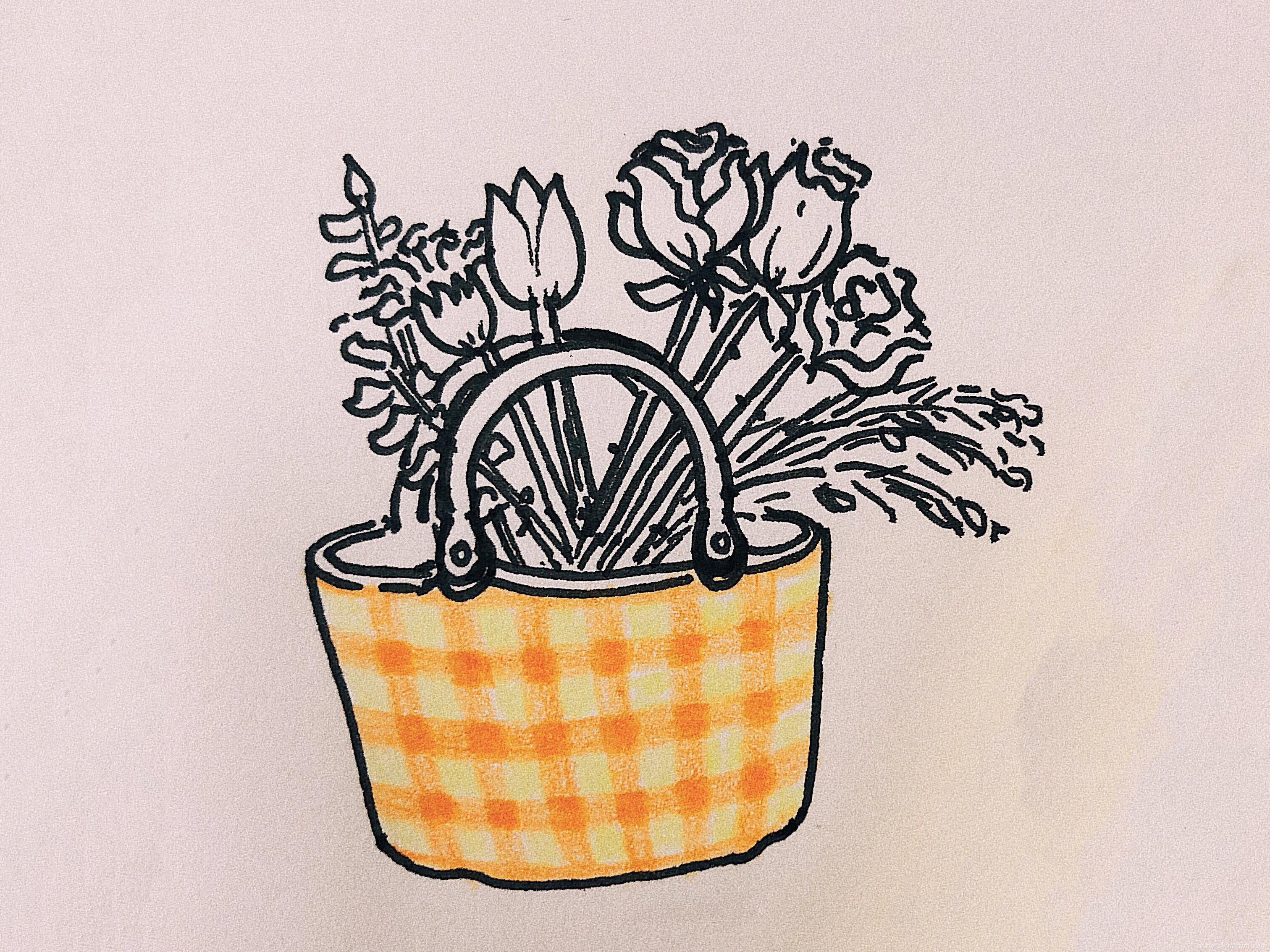 美丽小花篮怎么画 美丽小花篮图片素材