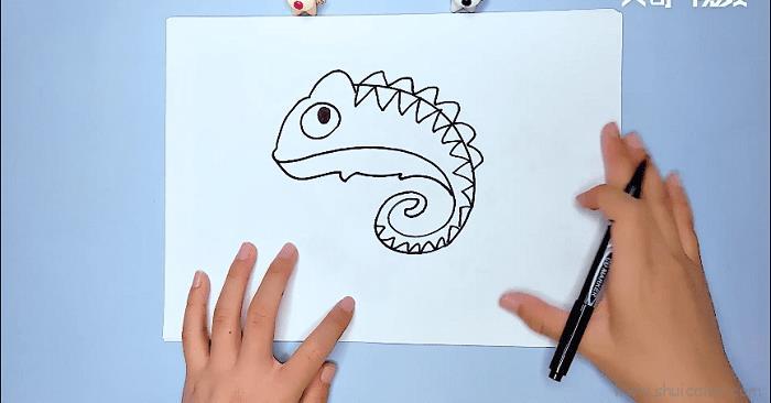 变色龙儿童画怎么画 变色龙简笔画步骤