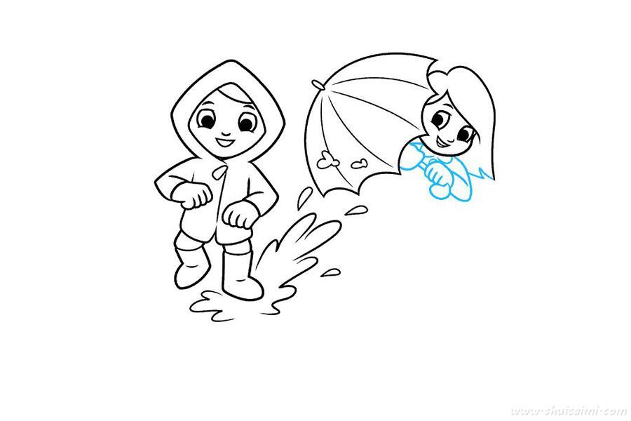 踩水坑怎么画 踩水坑简笔画简单又漂亮彩色