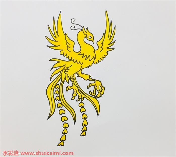 火凤凰简笔画怎么画简单易画彩色