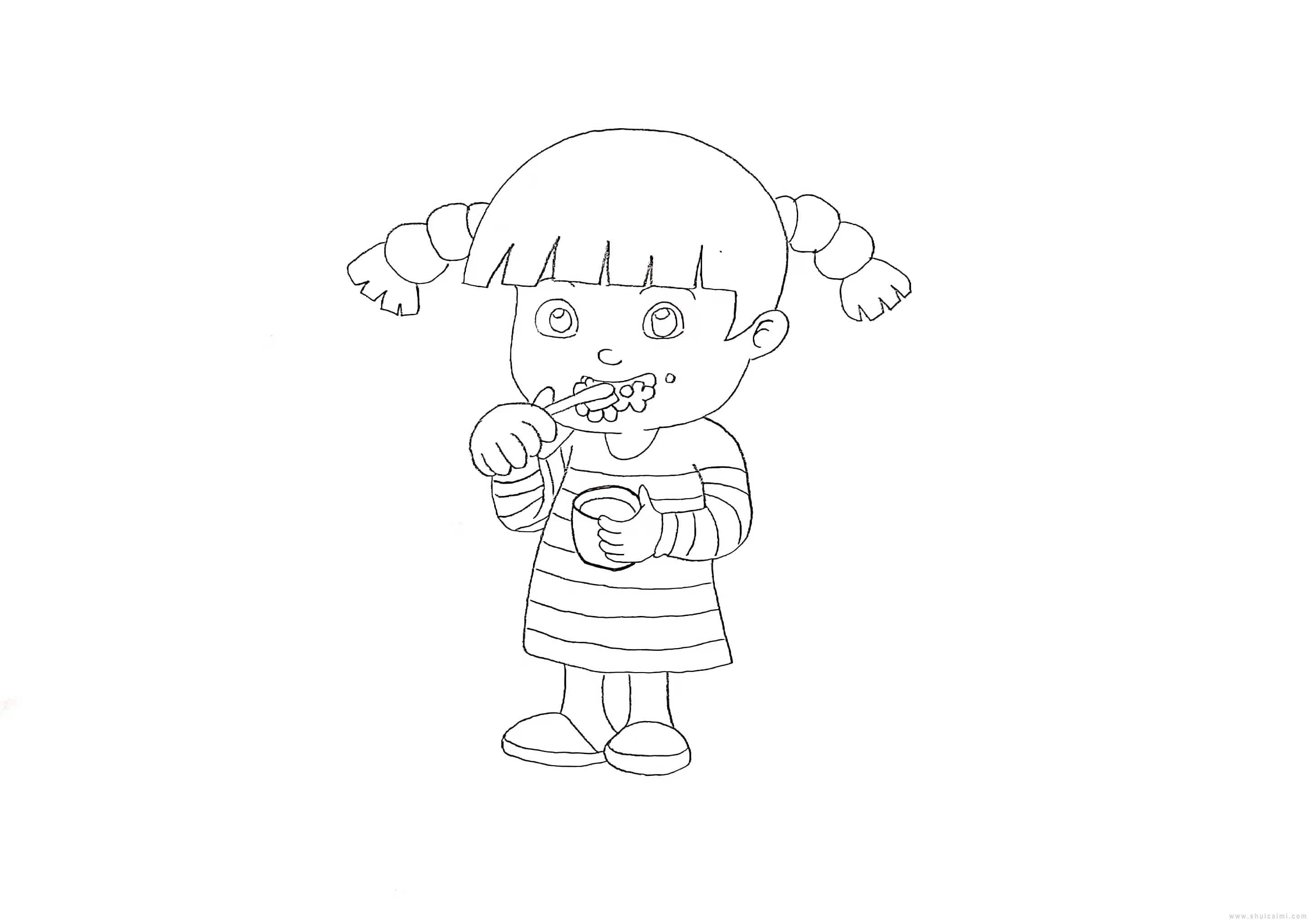 刷牙简笔画怎么画 刷牙简笔画图片