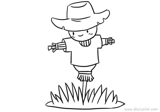 稻草人儿童画怎么画 稻草人简笔画好看