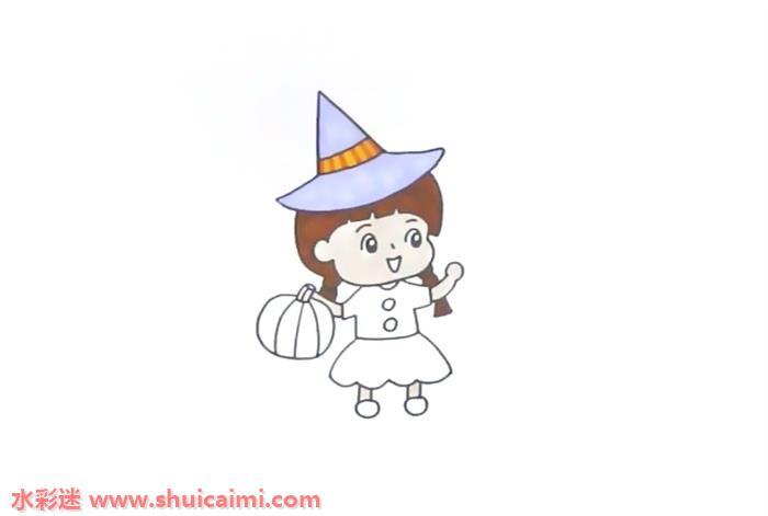 万圣节小魔女怎么画 万圣节小魔女简笔画步骤图