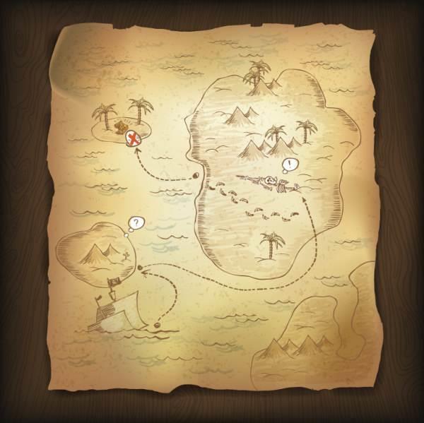 藏宝图简笔画 地图藏宝图简笔画