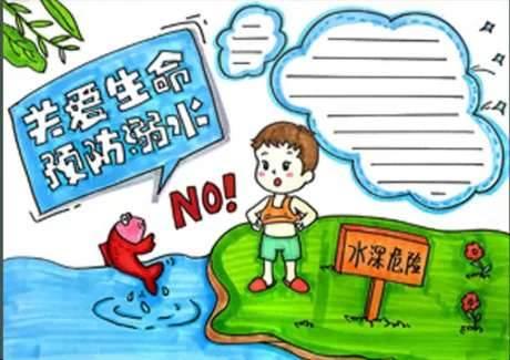 防溺水手抄报2年级简笔画 防溺水手抄报2年级简笔画大全