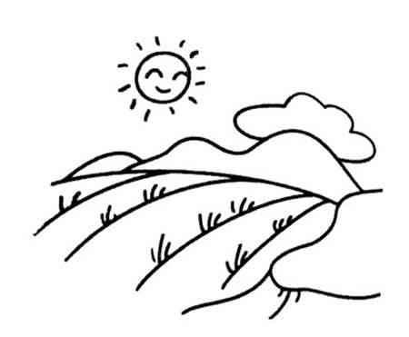 麦田简笔画 金色的麦田简笔画