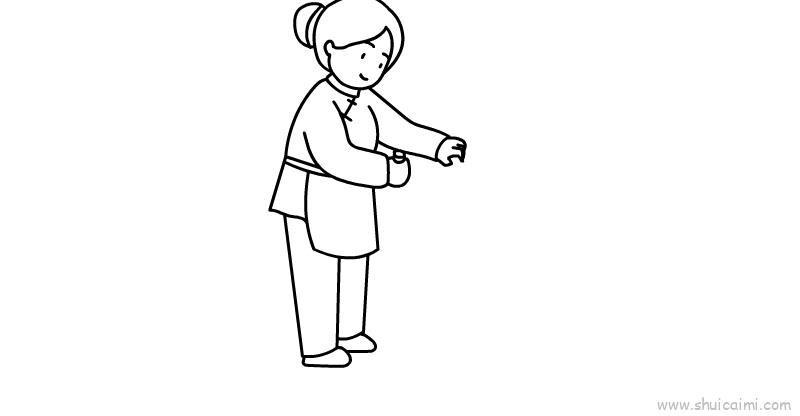 老奶奶推磨儿童画怎么画 老奶奶推磨简笔画画法