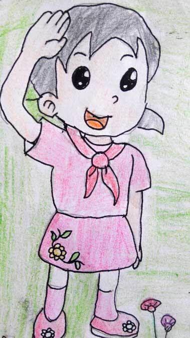 少先队员简笔画 少先队员简笔画敬礼