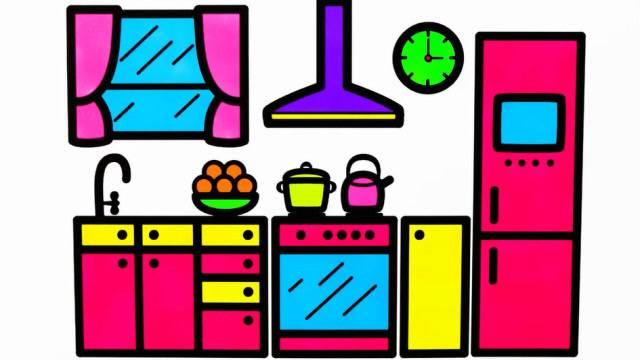 厨房简笔画图片大全 厨房简笔画图片大全彩色立体