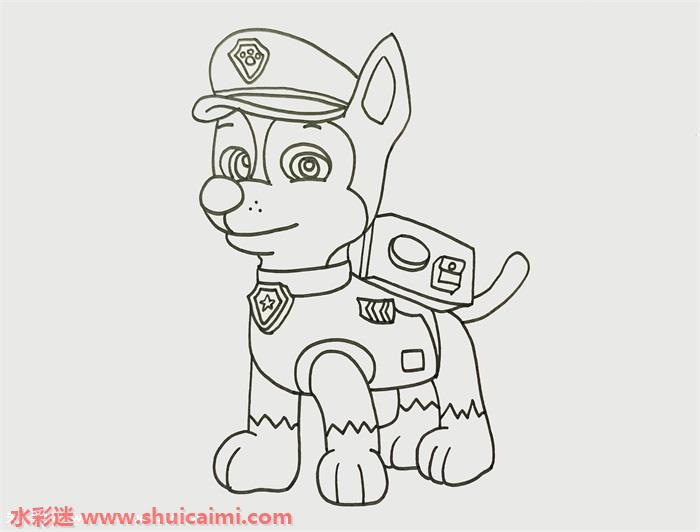 汪汪队的阿奇怎么画 威力狗阿奇彩色简笔画一步一步