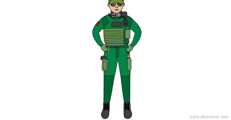 特种兵儿童画怎么画 特种兵简笔画顺序