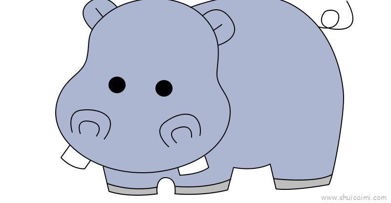 河马儿童画怎么画 河马简笔画图片
