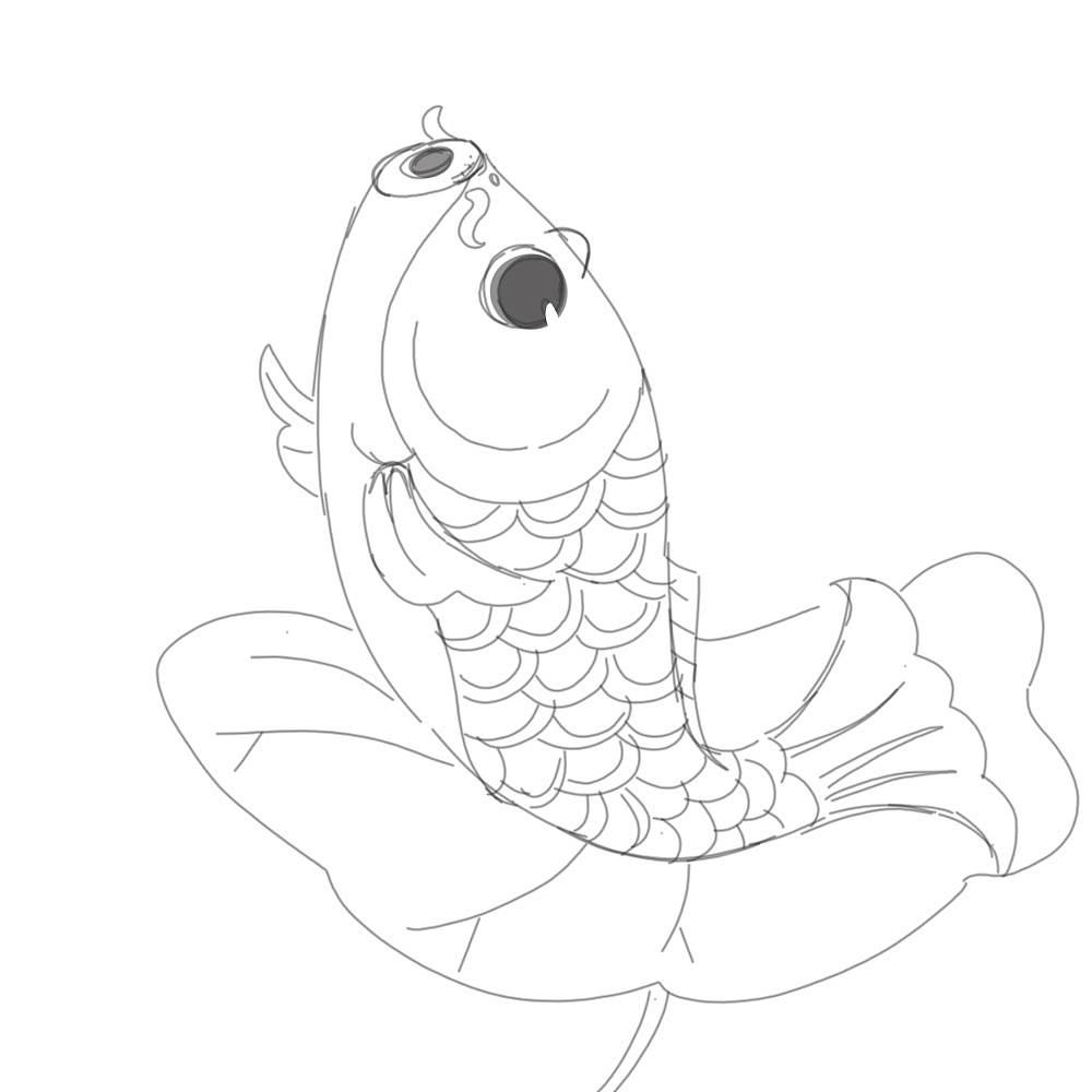 锦鲤简笔画 锦鲤简笔画带颜色