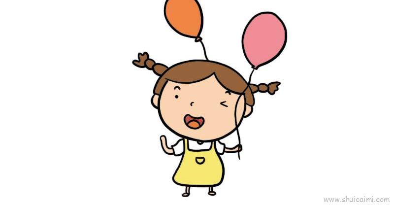 玩气球儿童画怎么画 玩气球简笔画顺序
