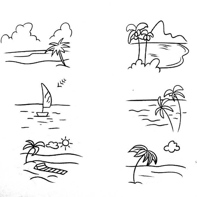沙滩简笔画图片大全 沙滩简笔画图片大全彩色