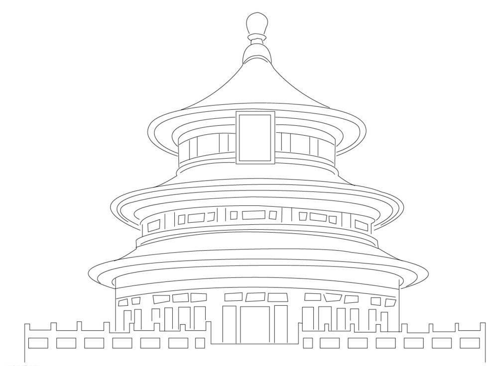 天坛简笔画 天坛简笔画带颜色