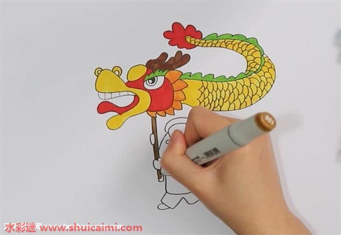 舞龙怎么画 舞龙简笔画图片带颜色