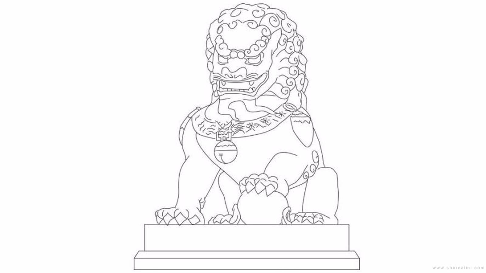 石狮子简笔画怎么画 石狮子简笔画图片大全