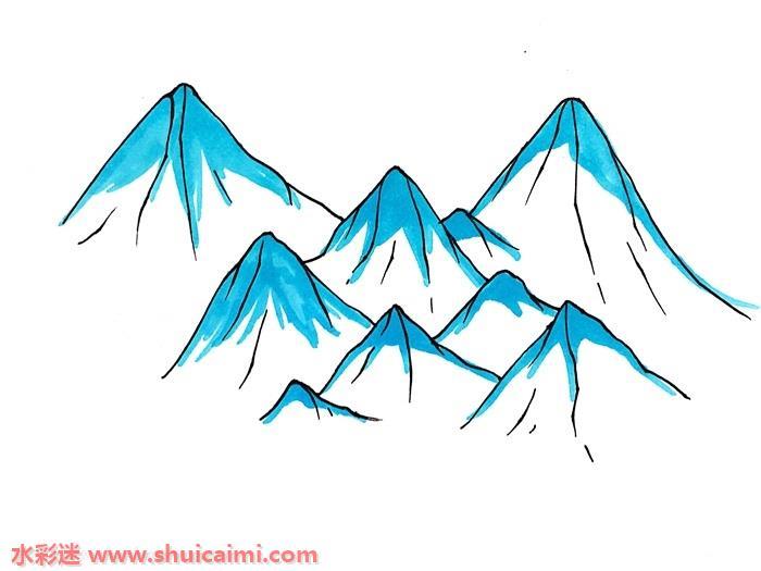 喜马拉雅山怎么画 儿童喜马拉雅山简笔画图片大全带颜色
