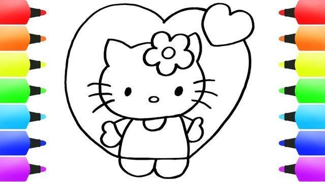 kt猫简笔画 kt猫简笔画涂颜色