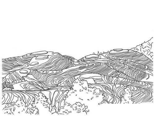 梯田简笔画 梯田简笔画图片