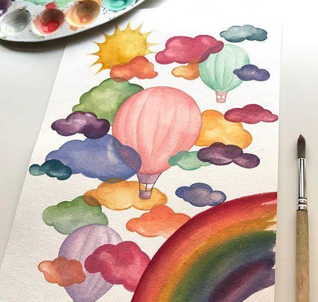 水彩笔简笔画素材手帐 水彩笔手绘