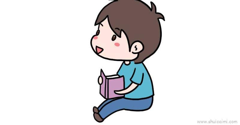 读书小男孩儿童画怎么画 读书小男孩简笔画简单
