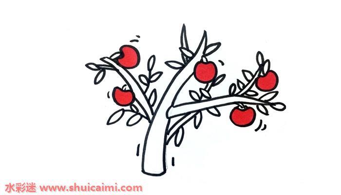 苹果树怎么画 苹果树简笔画步骤图