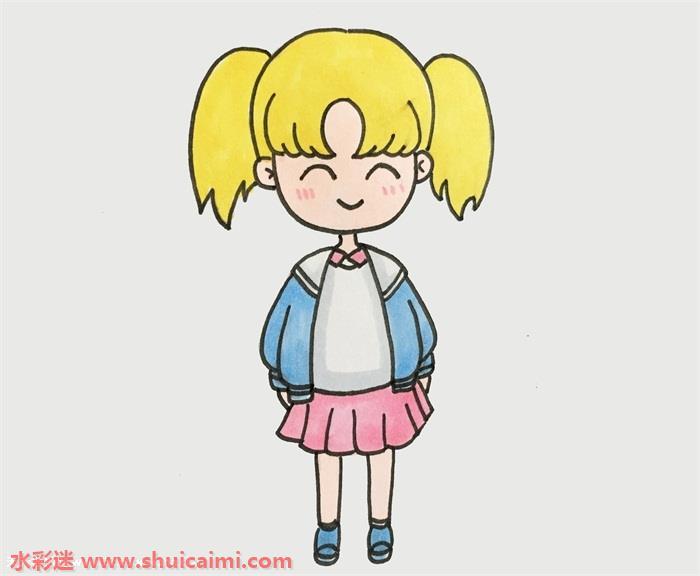可爱小女孩卡通人物简笔画怎么画简单易画？