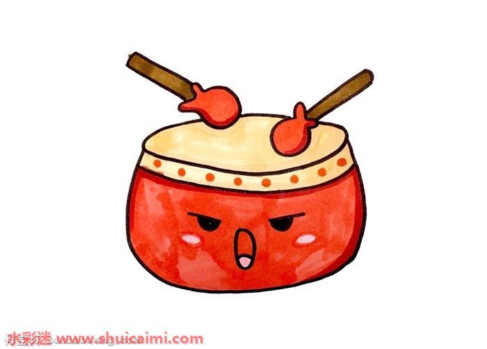 中国鼓怎么画 中国鼓简笔画简单彩色