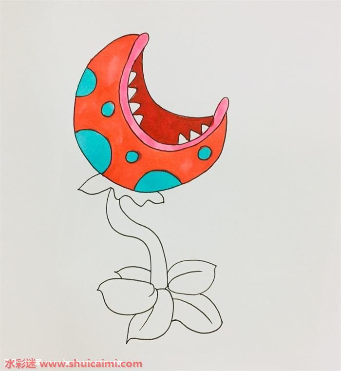 食人花怎么画 食人花简笔画图片带颜色