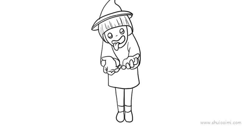 万圣节不给糖就捣蛋儿童画怎么画 万圣节不给糖就捣蛋简笔画步骤