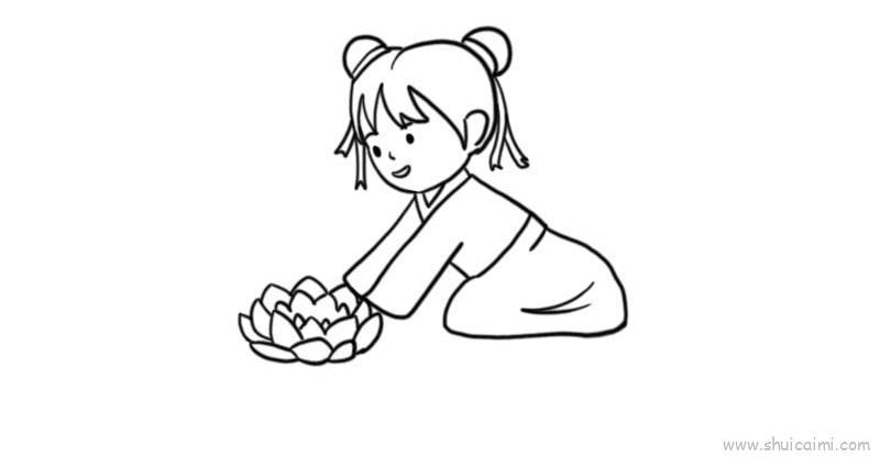寒衣节放河灯儿童画怎么画 寒衣节放河灯简笔画步骤
