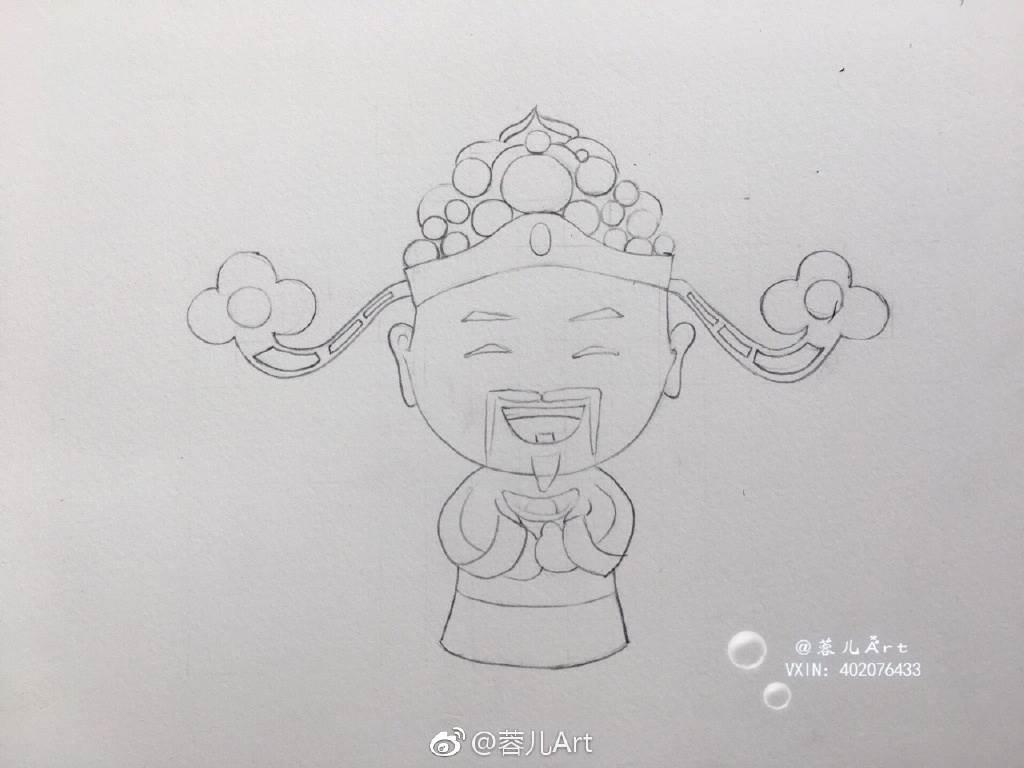 大年初五迎财神简笔画 大年初五迎财神简笔画图片