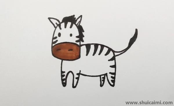 可爱斑马儿童画怎么画 彩色斑马简笔画图片大全
