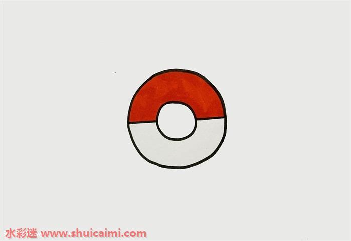 简单彩色的宝可梦精灵球简笔画怎么画